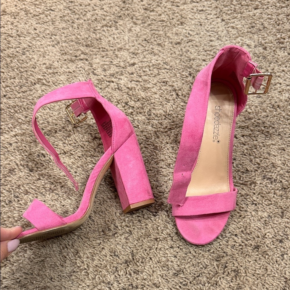 Shoe Dazzle Vibrant Pink Block Heels